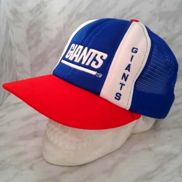 New York Giants AJD Lucky Stripes krystal  NFL Vintage 80's Trucker Snapback hat - Picture 2 of 5